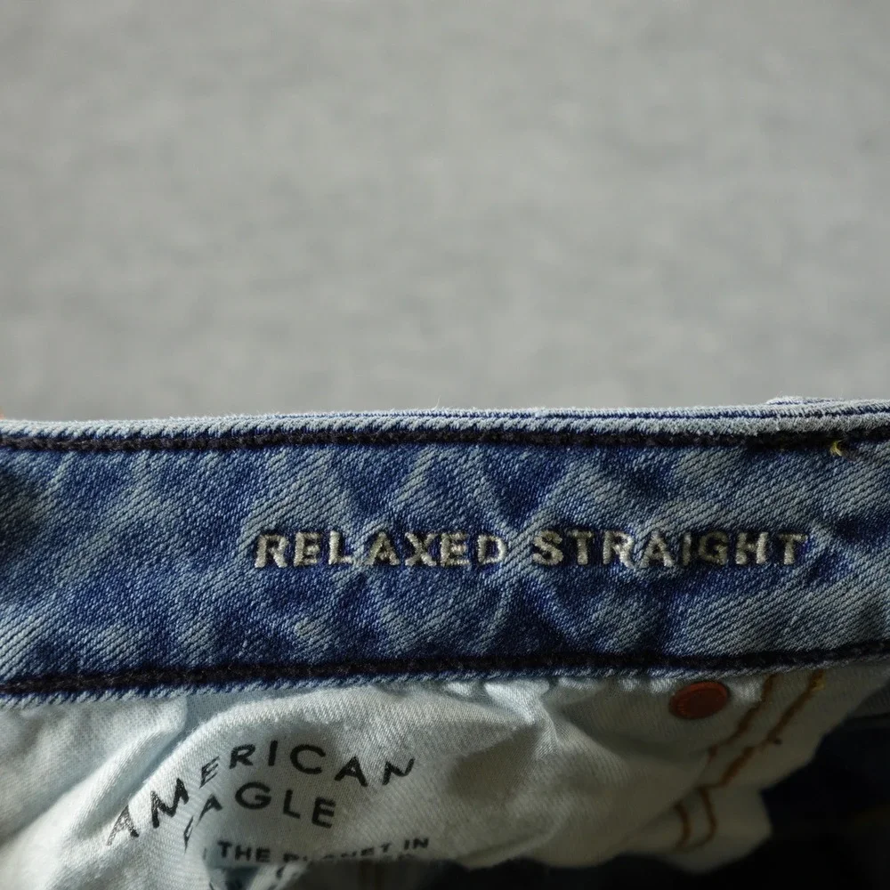 American Eagle Jeans Men 32x36 Blue Relaxed Straight Airflex+ Light Wash Stretch